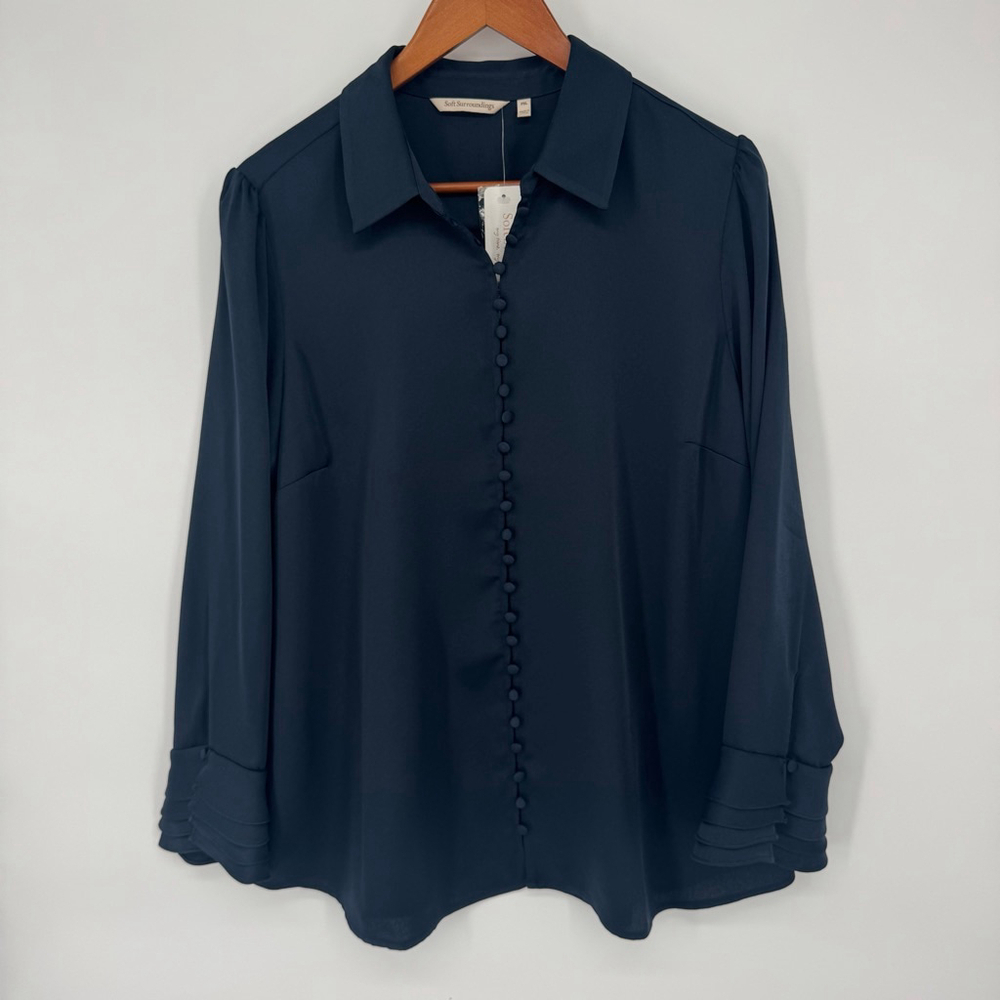 NWT Soft Surroundings Navy Sonnet Blouse PXL